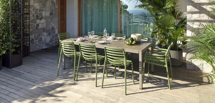 NARDI Rio 6-8 Seater Outdoor Dining Set with Doga Bistrot Chairs